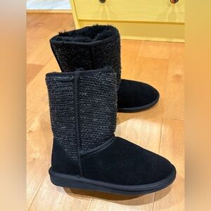 Minnetonka suede  shearling snow boots black sz 9